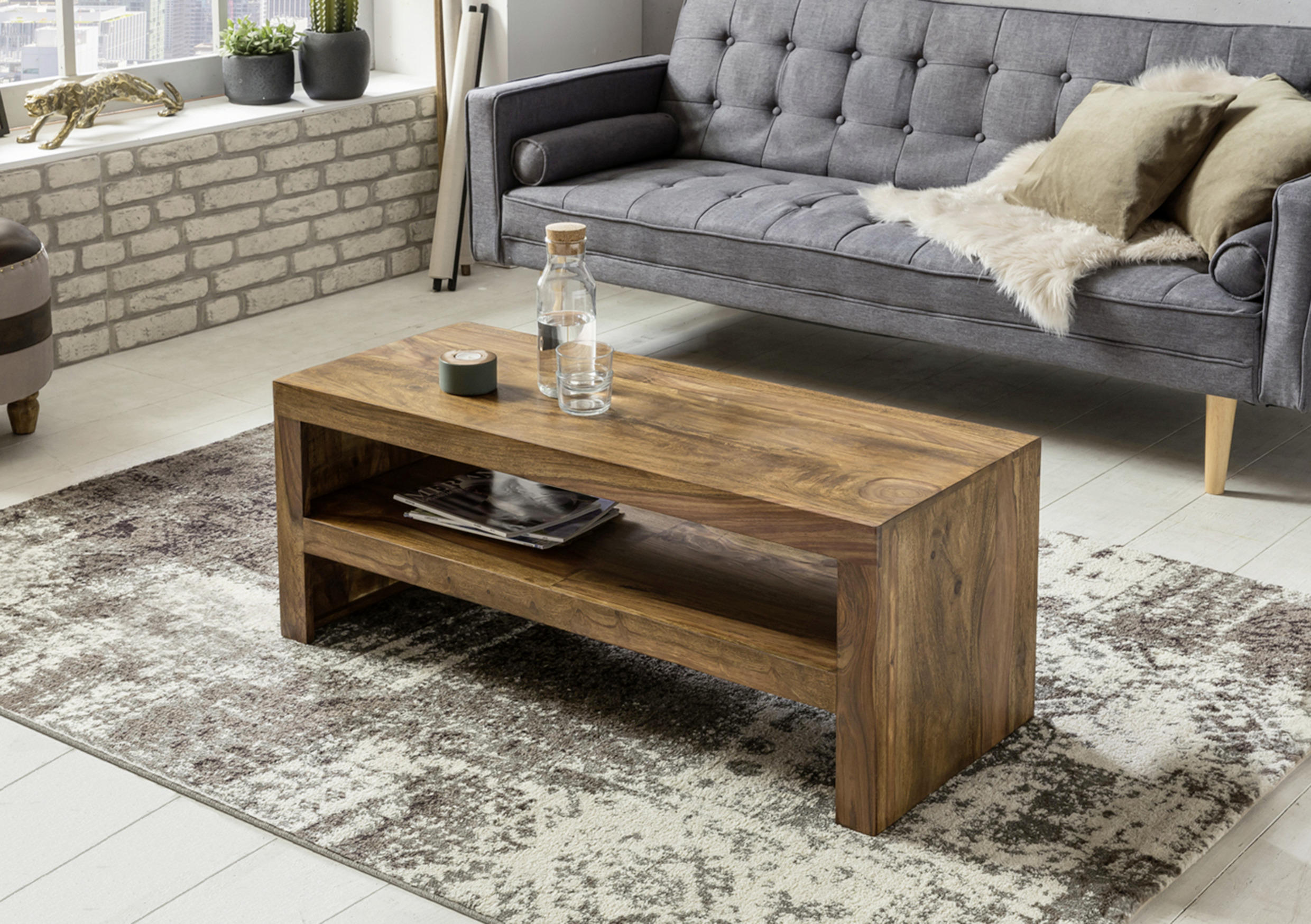 COUCHTISCH Sheesham massiv rechteckig Sheeshamfarben - Sheeshamfarben, Design, Holz (110/45/45cm) - MID.YOU