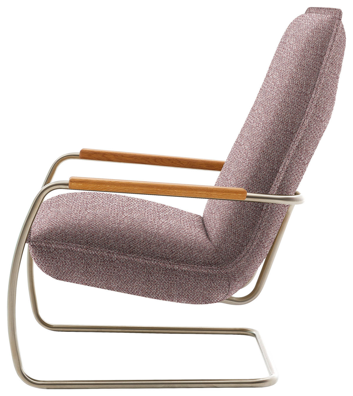 SESSEL in Flachgewebe Rosa  - Edelstahlfarben/Eichefarben, Design, Holz/Textil (76/105/87cm) - Livetastic