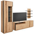 WOHNWAND 3-teilig  in Grau, Eichefarben  252/200/41 cm  - Eichefarben/Grau, Design, Glas/Holzwerkstoff (252/200/41cm) - Cantus