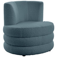 DESIGNSESSEL Flachgewebe, Teddystoff Blau    - Blau/Edelstahlfarben, Trend, Textil/Metall (90/82/85cm) - Livetastic