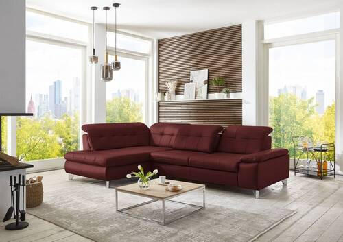 ECKSOFA in Echtleder Brombeere  - Brombeere, Basics, Leder/Metall (211/309cm) - Beldomo Speed