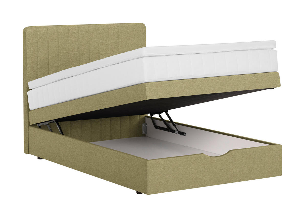 BOXSPRINGBETT 140/200 cm  in Olivgrün  - Schwarz/Olivgrün, KONVENTIONELL, Holzwerkstoff/Kunststoff (140/200cm) - Welnova
