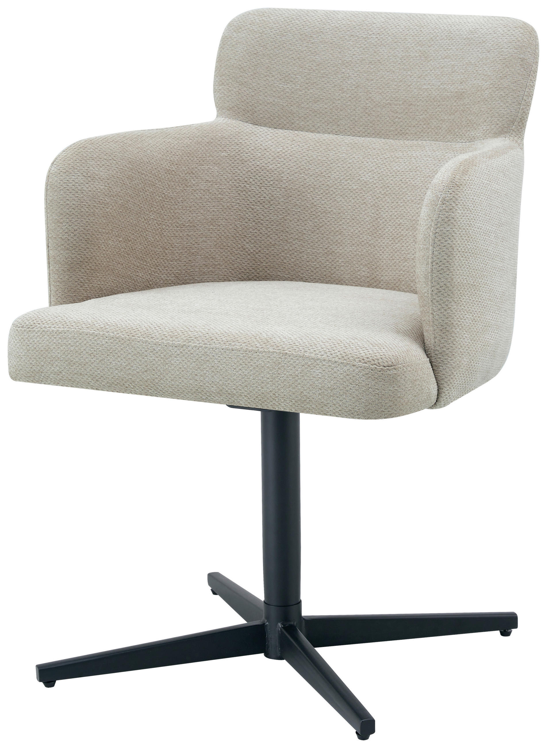 ARMLEHNSTUHL  in Eisen Webstoff  - Beige/Schwarz, KONVENTIONELL, Holz/Textil (58,5/85/63cm) - Livetastic