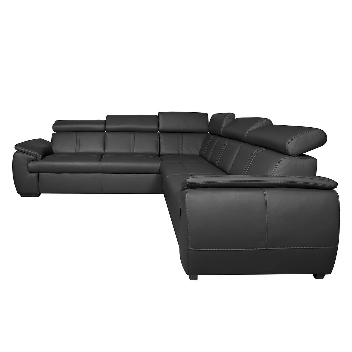 ECKSOFA Schwarz Echtleder  - Schwarz, Design, Leder/Holz (265/265cm) - Livetastic