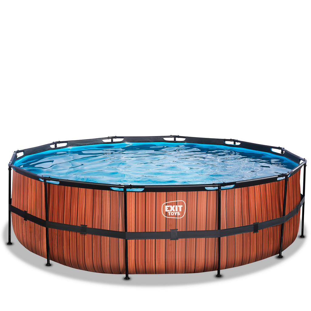 Thumbnail - Exit Toys Pool-Set, Braun, Kunststoff, Holzoptik, 122 cm, Freizeit, Pools und Wasserspaß, Pools, Aufstellpools