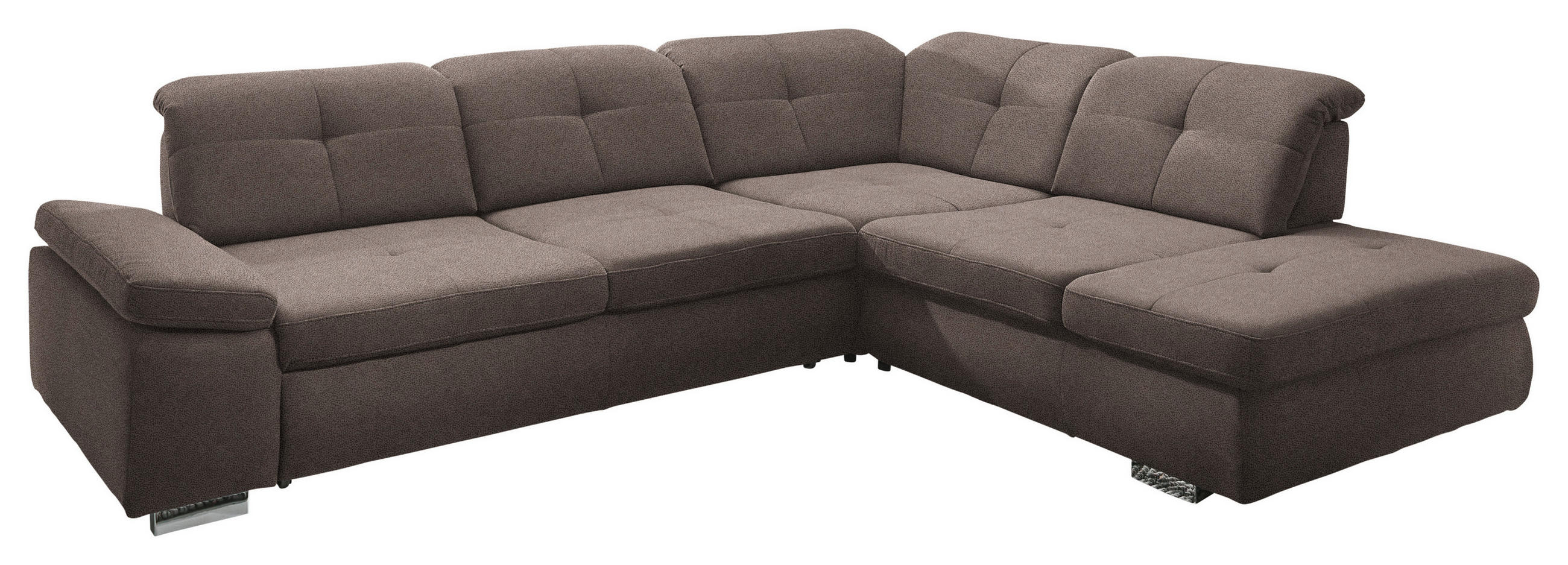 ECKSOFA  in Mikrofaser Graubraun  312/260 cm  - Chromfarben/Graubraun, Design, Textil/Metall (312/260cm) - Beldomo Style