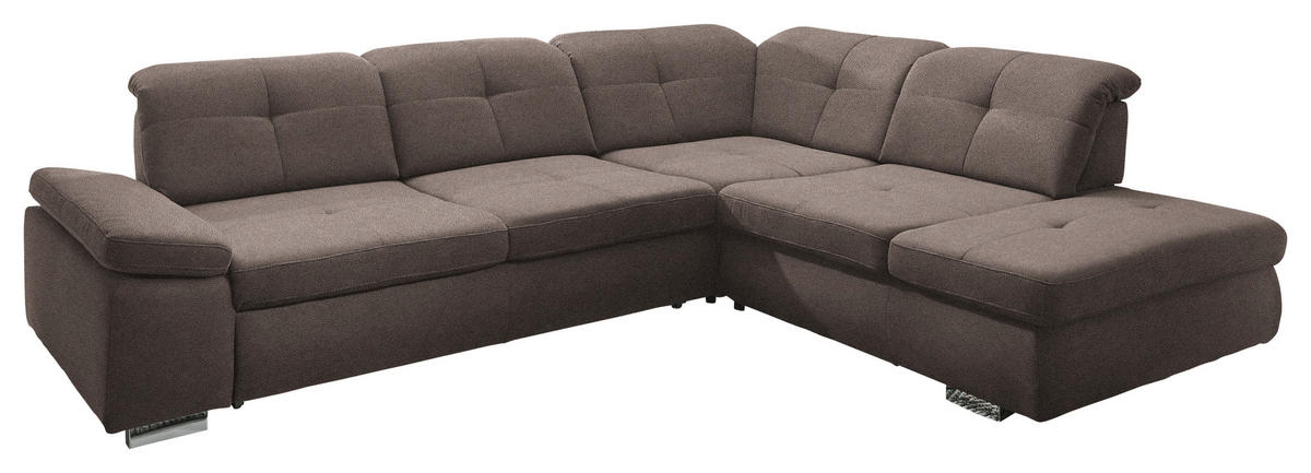 ECKSOFA  in Mikrofaser Graubraun  312/260 cm  - Chromfarben/Graubraun, Design, Textil/Metall (312/260cm) - Beldomo Style