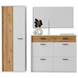 GARDEROBE 3-teilig  in 205/198/37 cm  - Eichefarben/Weiß, Design, Glas/Holzwerkstoff (205/198/37cm) - Xora