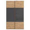 SCHWEBETÜRENSCHRANK 137/223/68 cm 2-türig Schwarz, Eiche Artisan  - Eichefarben/Schwarz, Design, Glas/Holzwerkstoff (137/223/68cm) - Xora