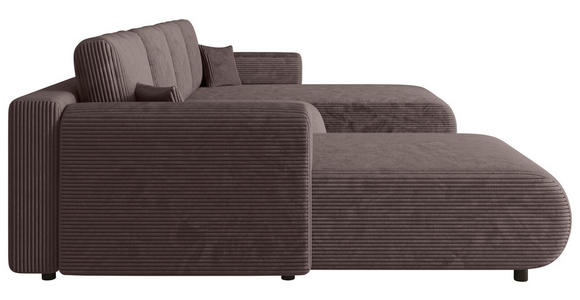 Wohnlandschaft inkl. Funktion Dunkelbraun Cord  - Dunkelbraun/Schwarz, KONVENTIONELL, Textil (200/360/200cm) - Xora