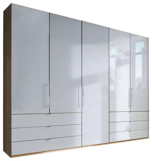 ARM. PTE ACCORDEON fac. verre in Weiss, Eichefarben - Chromfarben/Weiss, Konventionell, Glas/Holzwerkstoff (250/216/58cm) - Venda