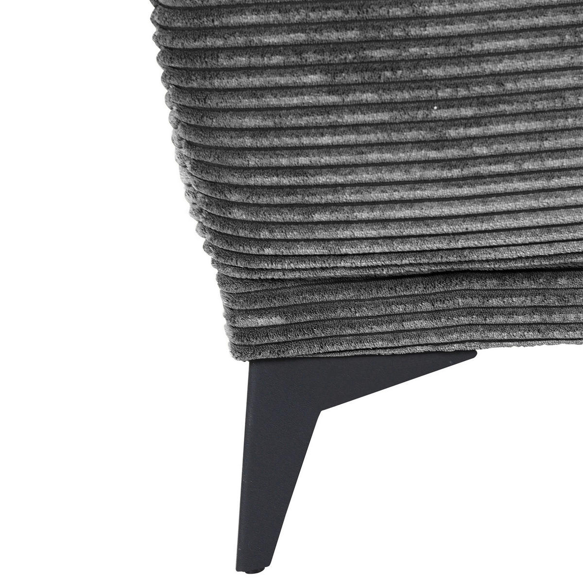 ECKSOFA in Cord Dunkelgrau  165/295 cm  - Dunkelgrau/Schwarz, KONVENTIONELL, Textil/Metall (165/295cm) - Carryhome