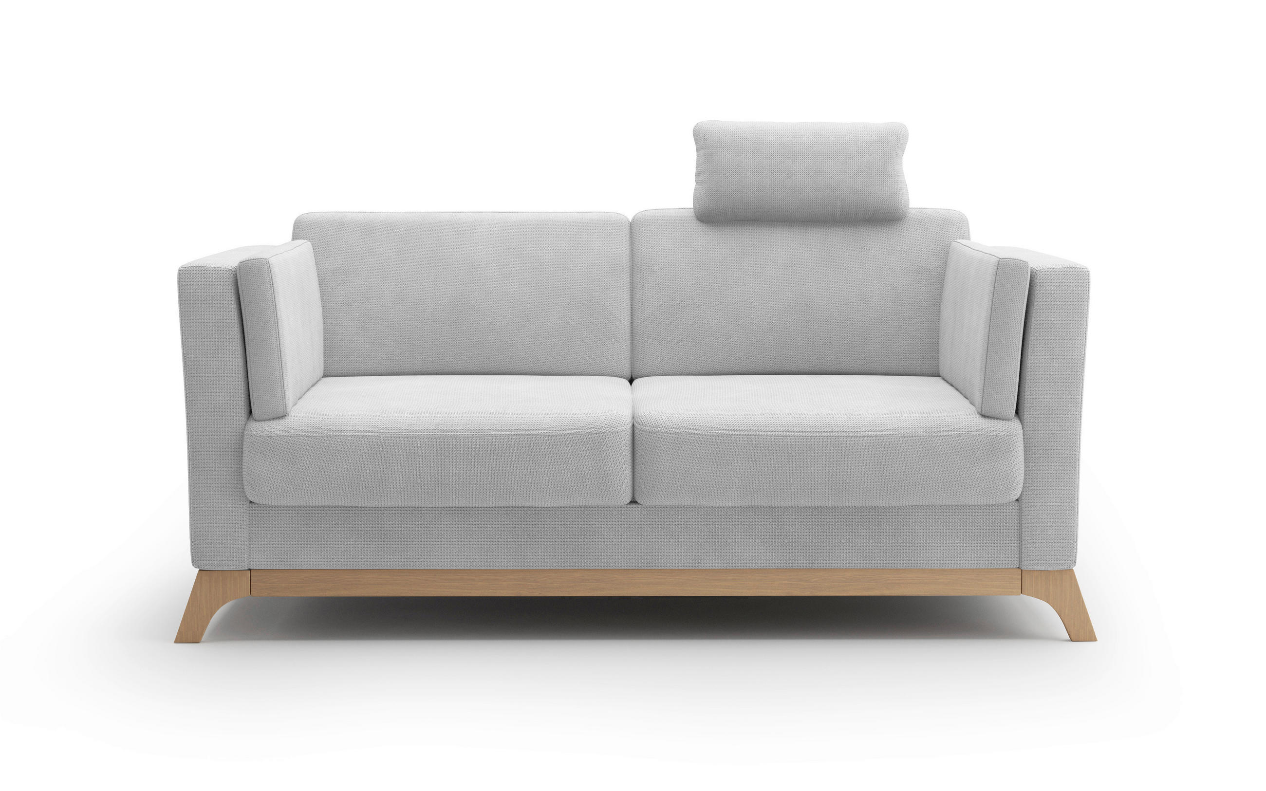2,5-SITZER in Flachgewebe Silberfarben  - Eichefarben/Silberfarben, Konventionell, Holz/Textil (183/84/93cm) - Sit & More