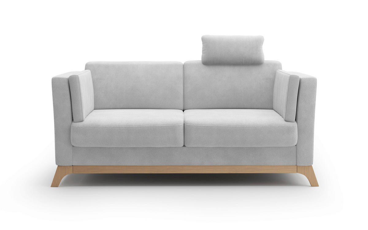 2,5-SITZER Flachgewebe Silberfarben  - Eichefarben/Silberfarben, KONVENTIONELL, Holz/Textil (183/84/93cm) - Sit & More