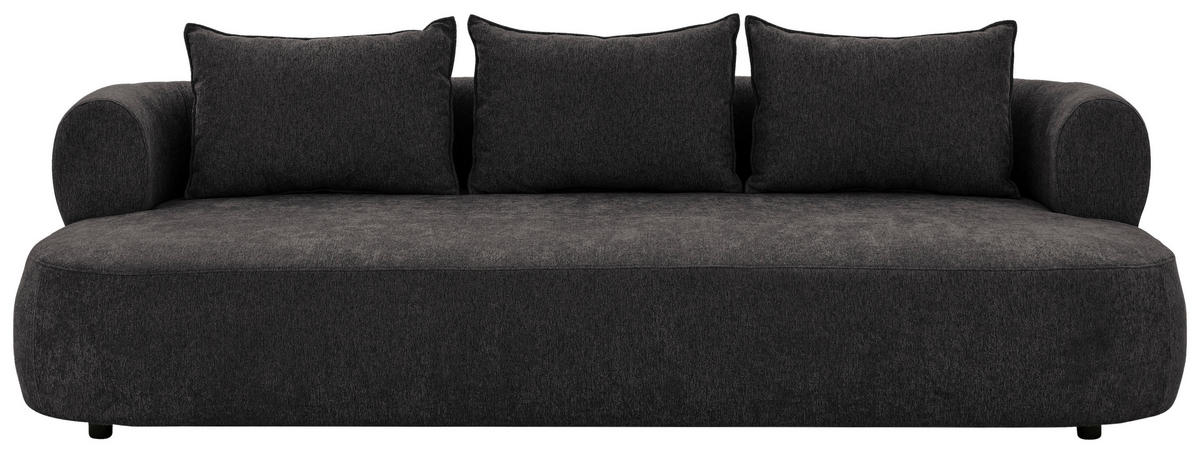 BIGSOFA FERRO Chenille Schwarz  - Schwarz, Design, Kunststoff/Textil (240/76/122cm) - Livetastic