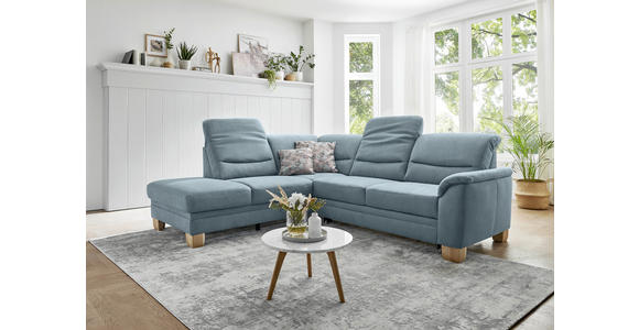 ECKSOFA Blau Mikrofaser - Wildeiche/Blau, KONVENTIONELL, Holz/Textil (224/254cm) - Carryhome