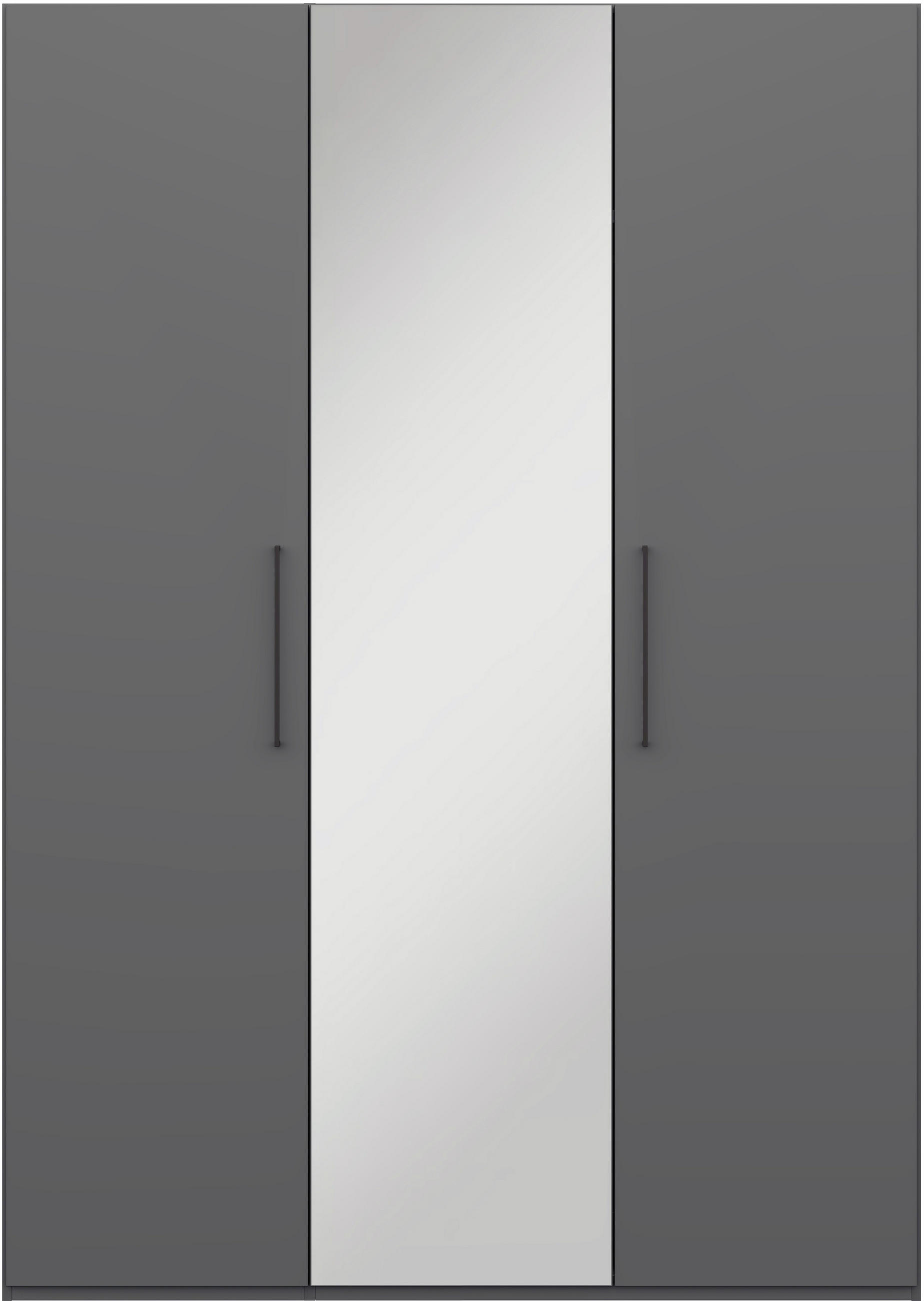 KLEIDERSCHRANK in Graphitfarben  - Edelstahlfarben/Graphitfarben, Design, Glas/Holzwerkstoff (151,3/213,6/59,3cm) - Cantus
