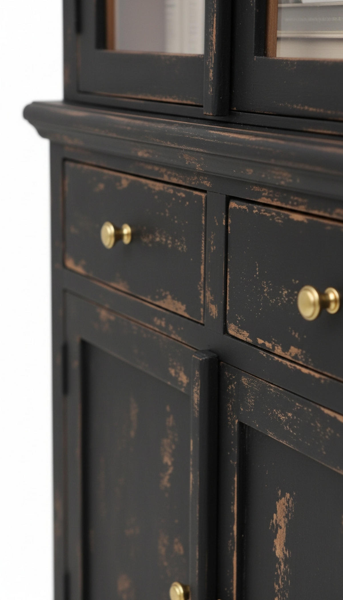 VITRINE  in vollmassiv Akazie Schwarz  - Goldfarben/Schwarz, LIFESTYLE, Glas/Holz (80/178/42cm) - Ambia Home