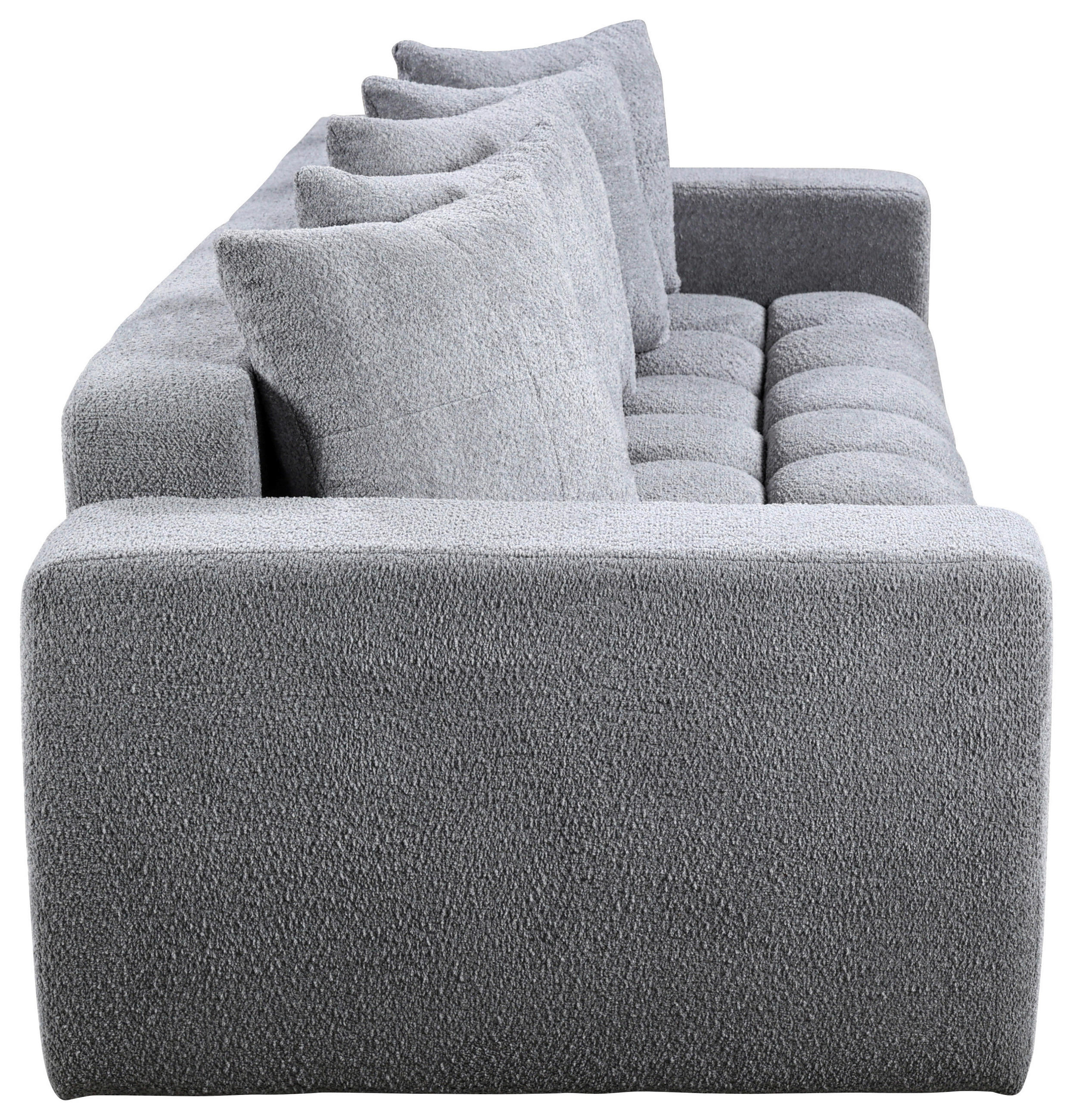 SCHLAFSOFA in Struktur, Bouclé Grau  - Schwarz/Grau, Basics, Kunststoff/Textil (250/86/140cm) - Livetastic