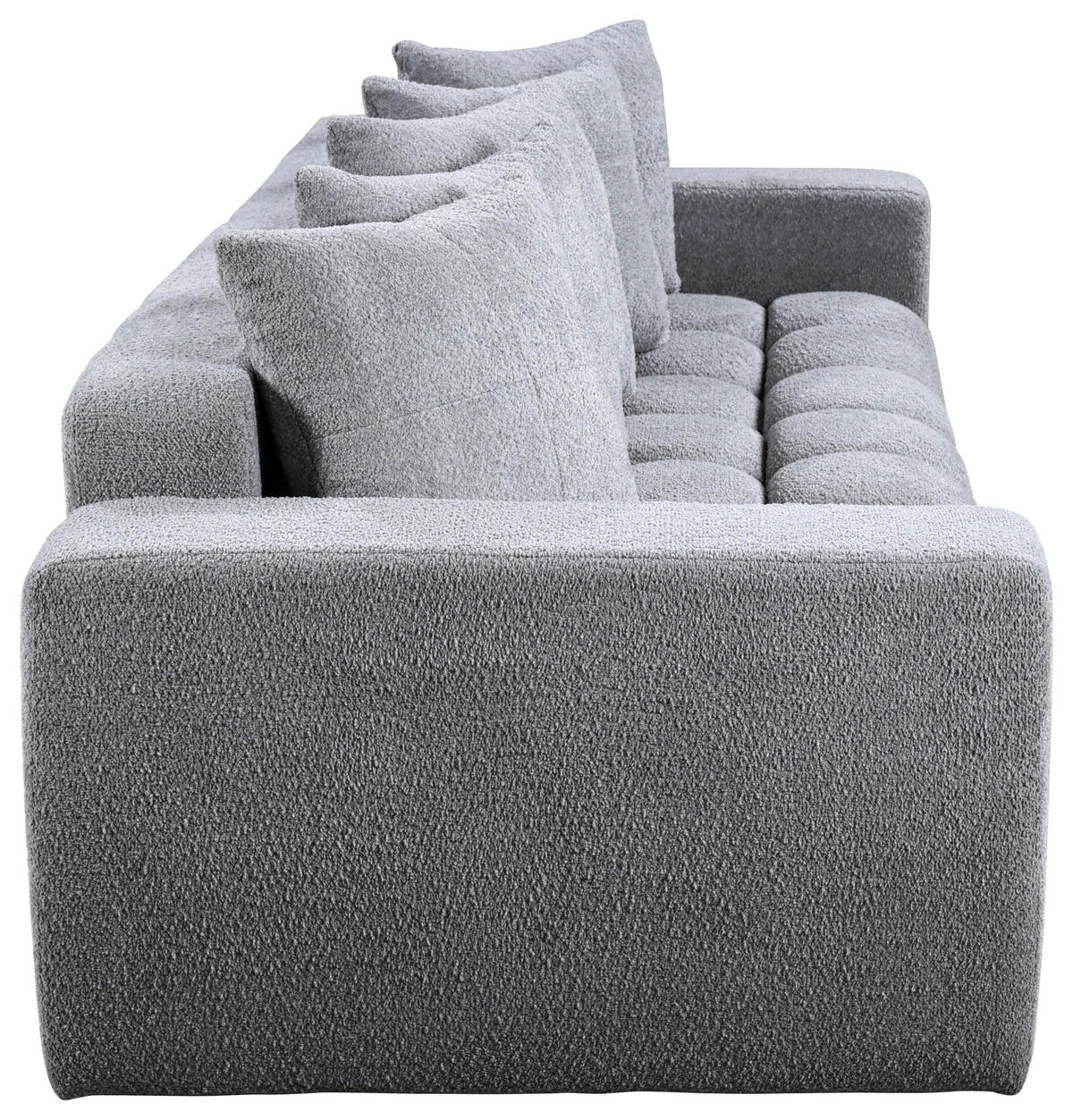 SCHLAFSOFA in Struktur, Bouclé Grau  - Schwarz/Grau, Basics, Kunststoff/Textil (250/86/140cm) - Livetastic