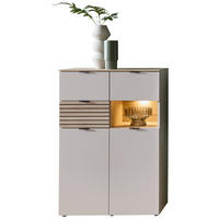 FÉLMAGAS SZEKRÉNY 84/125/45 cm  - kasmírszínű/tölgyfa színű, Modern, faalapú anyag/fém (84/125/45cm) - Hom`in