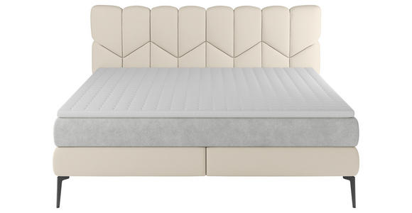 BOXSPRINGBETT 180/200 cm  in Beige  - Beige/Schwarz, Design, Leder/Textil (180/200cm) - Esposa