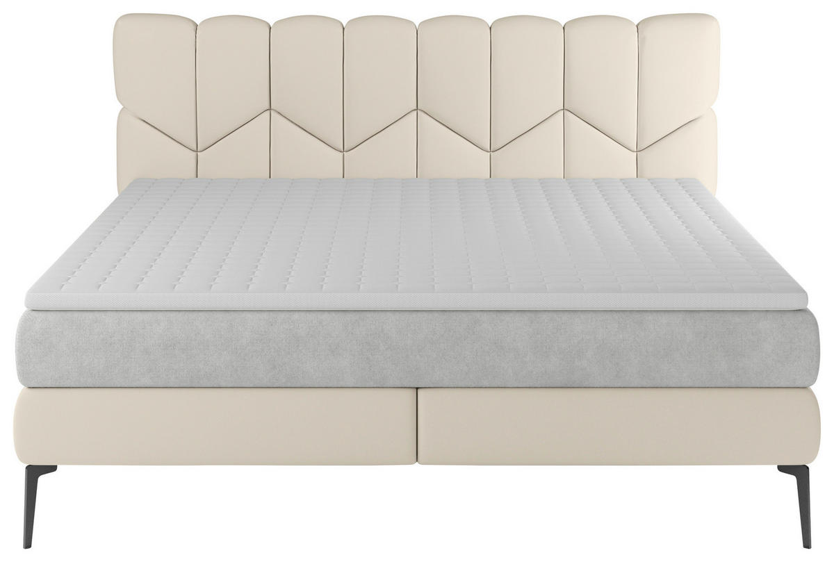 BOXSPRINGBETT 180/200 cm  in Beige  - Beige/Schwarz, Design, Leder/Textil (180/200cm) - Esposa