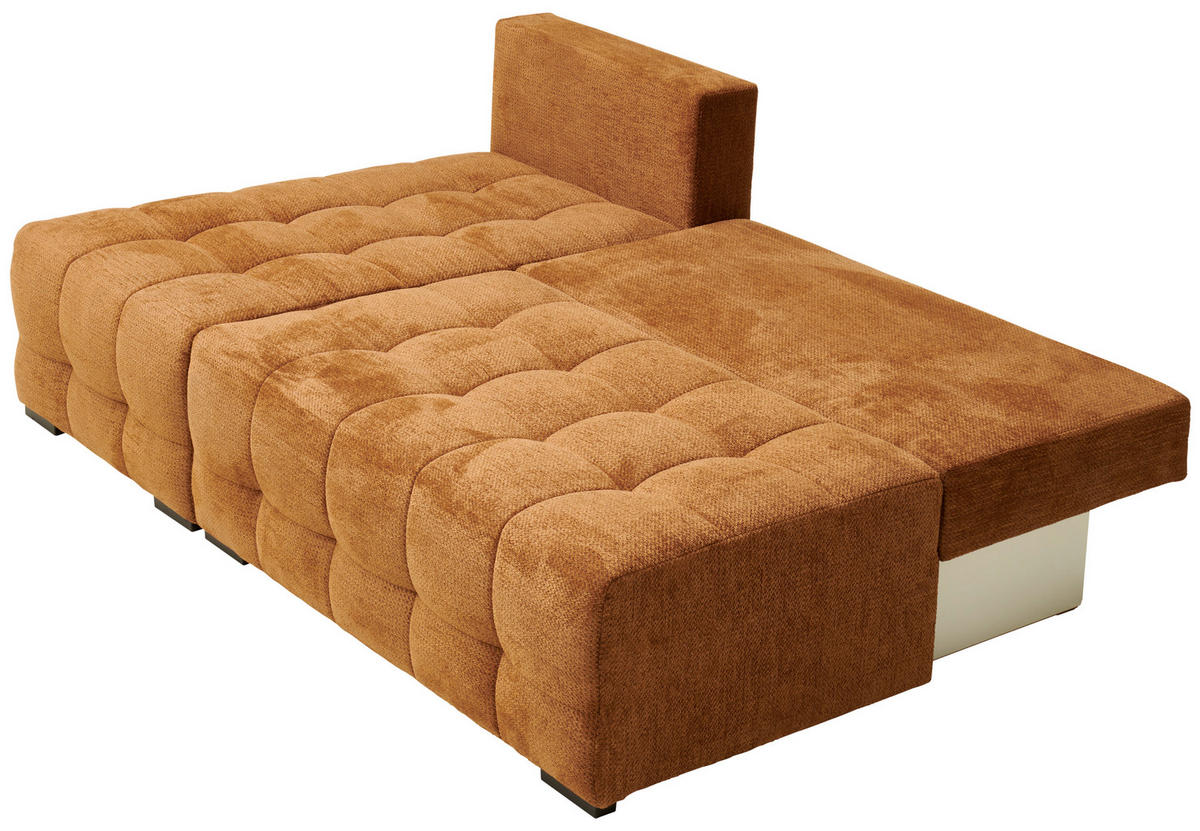 ECKSOFA in Chenille Rostfarben  - Rostfarben/Schwarz, MODERN, Kunststoff/Textil (145/204cm) - home24