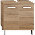 WASCHBECKENUNTERSCHRANK 60/62/33 cm  - Chromfarben/Eichefarben, KONVENTIONELL, Holzwerkstoff/Metall (60/62/33cm) - Carryhome