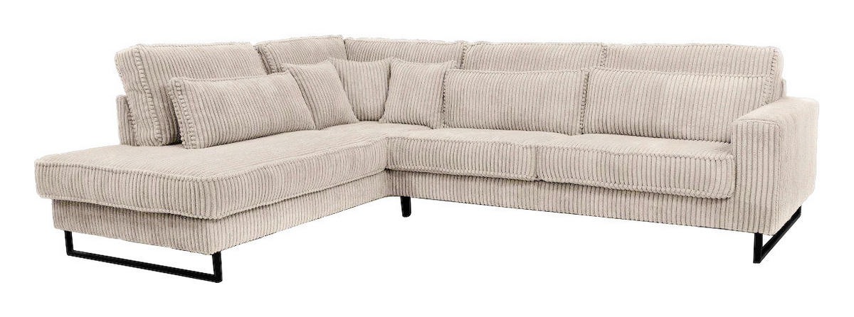 ROHOVÁ SEDAČKA, textil, kompozitní dřevo, béžová - černá/béžová, Konvenční, kov/kompozitní dřevo (284/253cm) - Livetastic