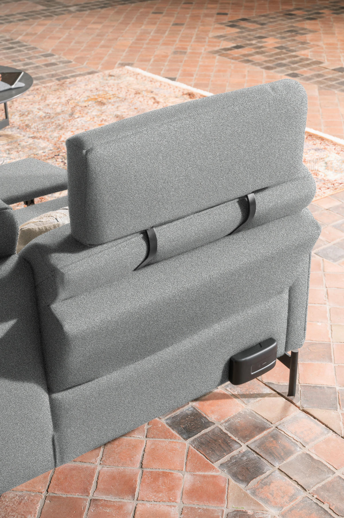 ECKSOFA in Flachgewebe, Struktur Hellgrau  254/230 cm  - Anthrazit/Hellgrau, Design, Textil/Metall (254/230cm) - Johann Jakob