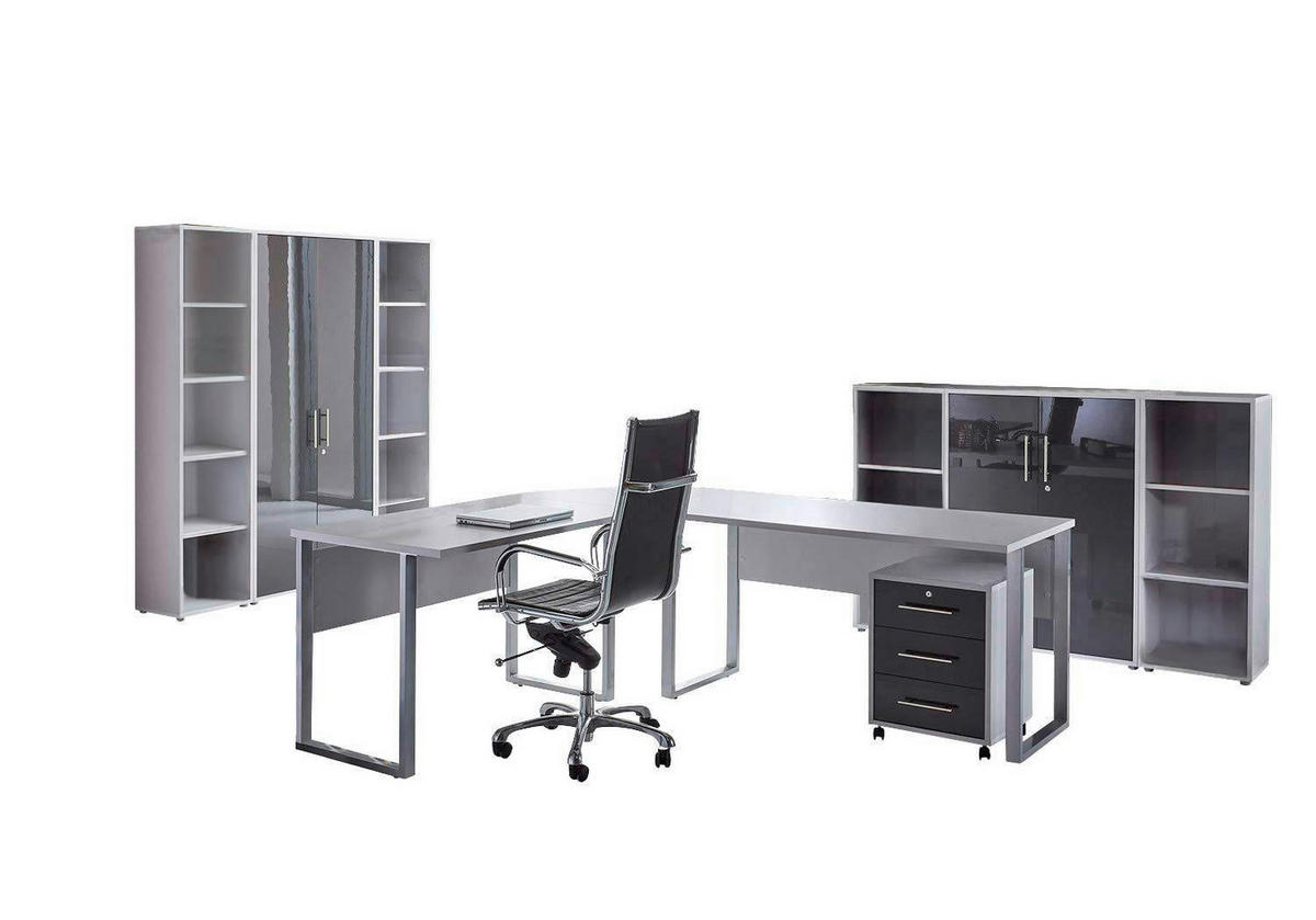 BÜRO - Anthrazit Hochglanz/Grau, MODERN, Holzwerkstoff - MID.YOU