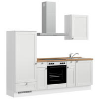 KÜCHENBLOCK Frame 240 cm  in Weiß, Eichefarben  - Edelstahlfarben/Eichefarben, MODERN, Holzwerkstoff/Metall (240cm) - Nobilia