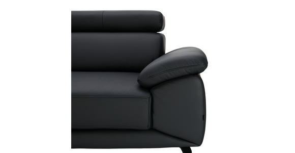 ECKSOFA Schwarz Echtleder - Schwarz, Design, Leder/Metall (295/187cm) - Novel