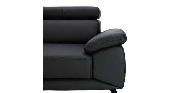 ECKSOFA in Echtleder Schwarz  - Schwarz, Design, Leder/Metall (295/187cm) - Novel