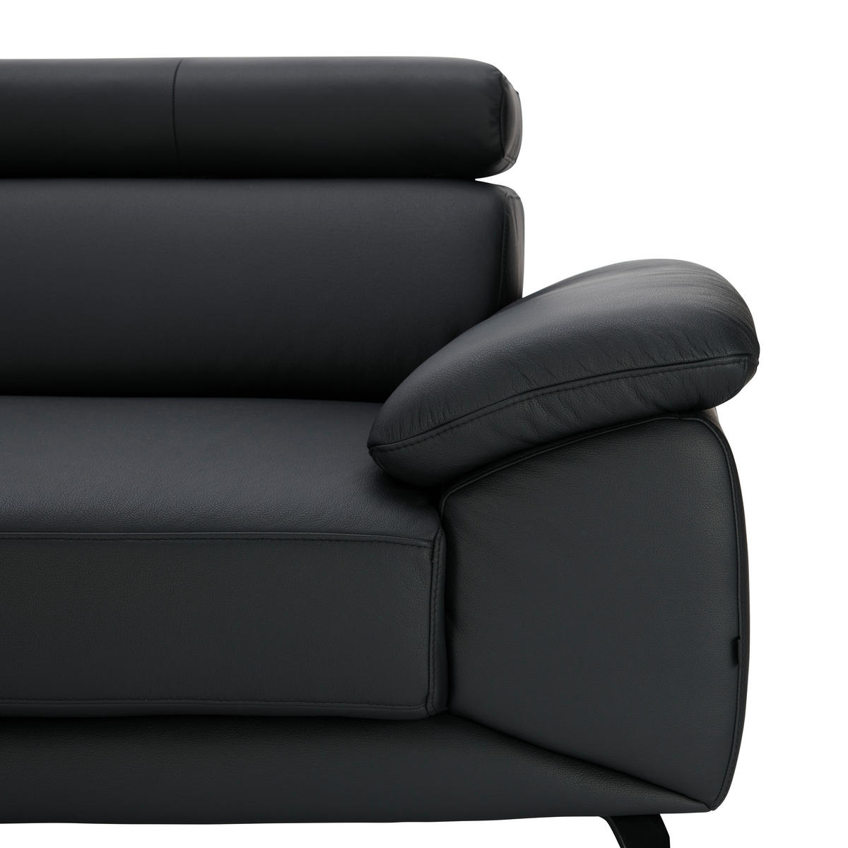 ECKSOFA in Echtleder Schwarz  - Schwarz, Design, Leder/Metall (187/295cm) - Novel