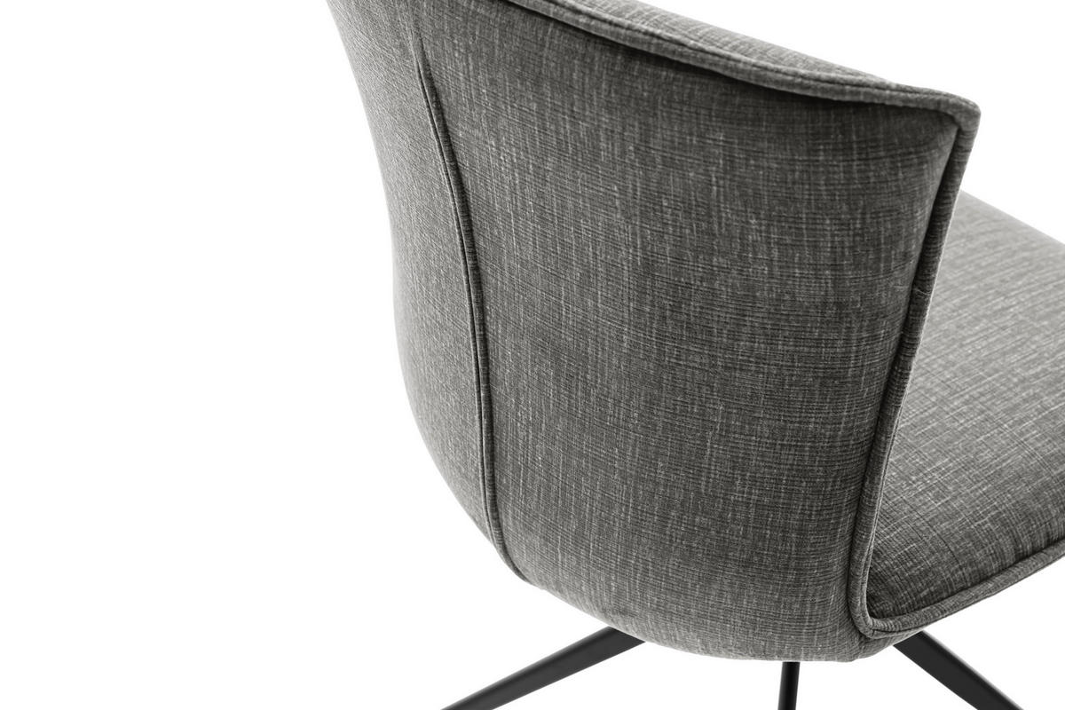 STUHL  in Stahl Velours Metall, Textil  - Anthrazit/Schwarz, Design, Textil/Metall (53/88/62cm) - Novel