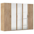 DREHTÜRENSCHRANK 251/197/60 cm 5-türig Sonoma Eiche  - Silberfarben/Sonoma Eiche, Design, Glas/Holzwerkstoff (251/197/60cm) - Novel