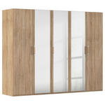 DREHTÜRENSCHRANK 251/197/60 cm 5-türig Sonoma Eiche  - Silberfarben/Sonoma Eiche, Design, Glas/Holzwerkstoff (251/197/60cm) - Novel