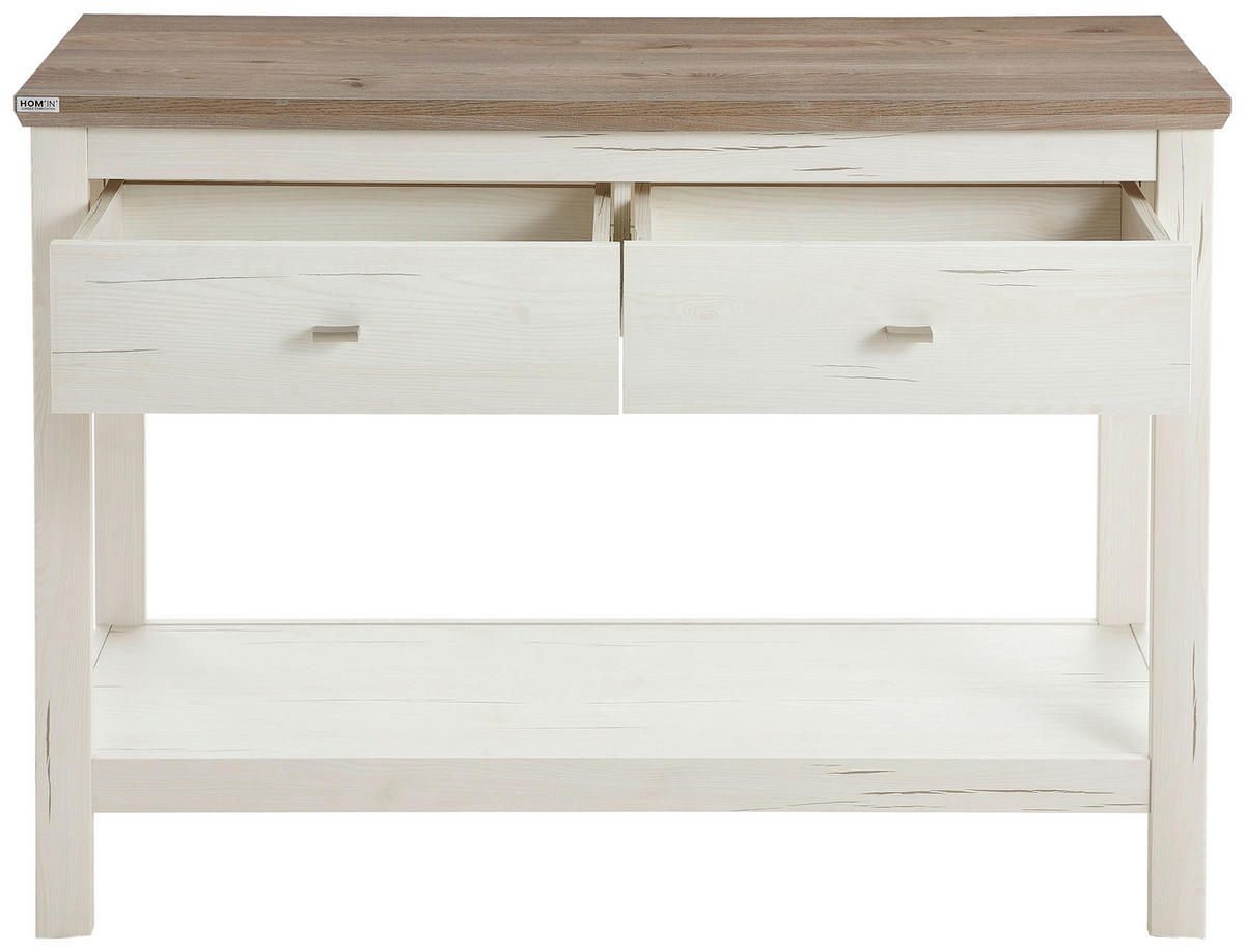 KONSOLBORD i trämaterial 120/43/85 cm    - vit/nickelfärgad, Klassisk, metall/trämaterial (120/43/85cm) - Hom`in