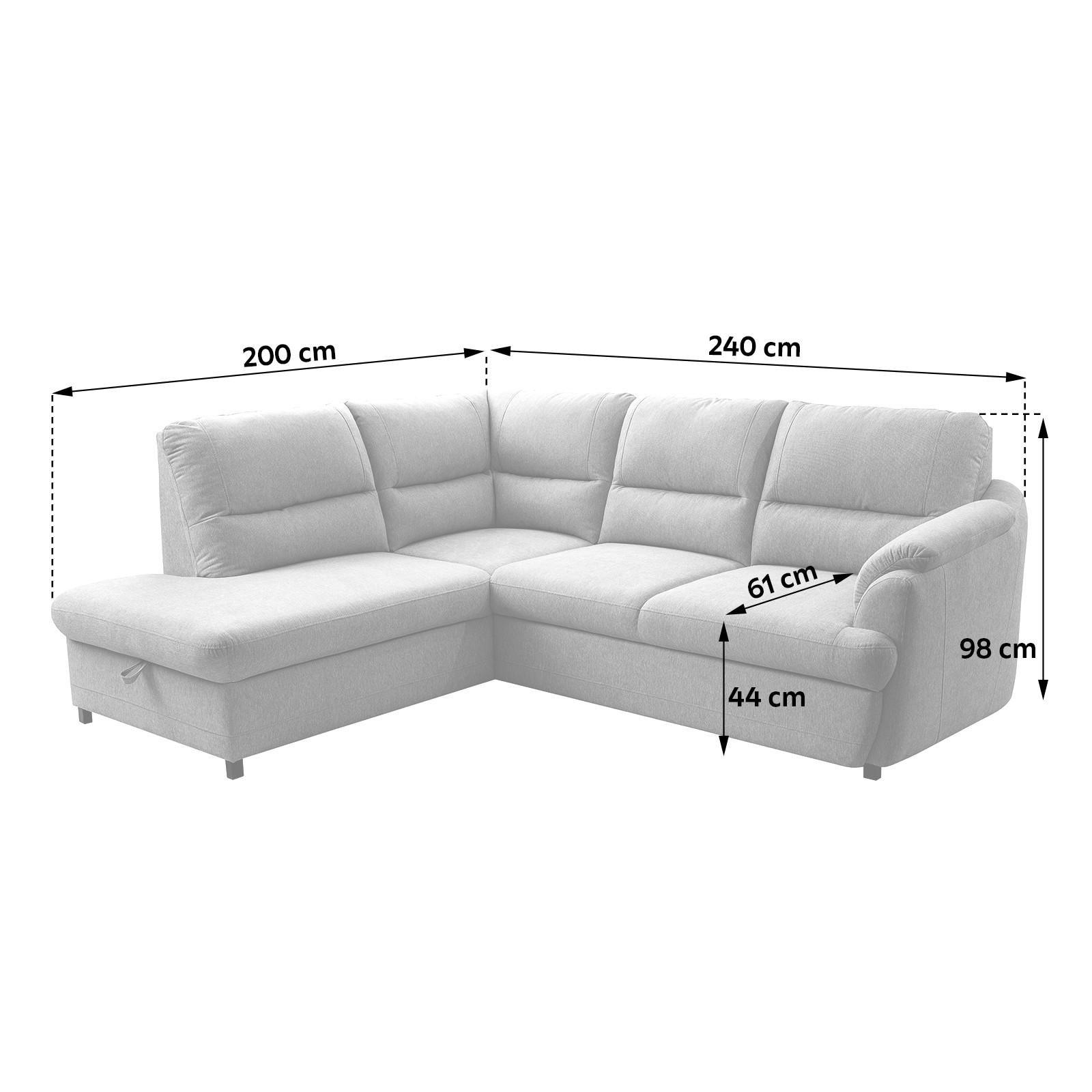 ECKSOFA Grün  - Greige/Schwarz, Basics, Holz/Textil (200/240cm) - MID.YOU