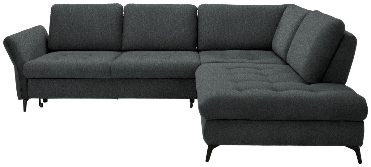 ECKSOFA in Struktur Dunkelgrau  - Dunkelgrau/Schwarz, Natur, Textil/Metall (288/233cm) - Valnatura