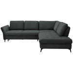 ECKSOFA in Struktur Dunkelgrau  - Dunkelgrau/Schwarz, Natur, Textil/Metall (288/233cm) - Valnatura