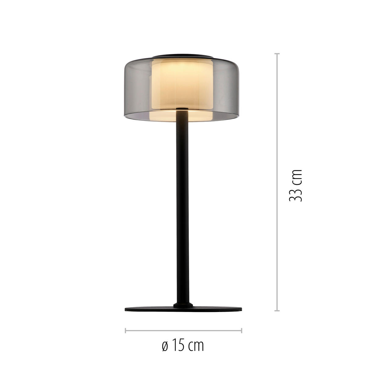 STOLNÍ LED LAMPA, posuvný stmívač, 15/15/33 cm - černá, Design, kov/plast (15/15/33cm)