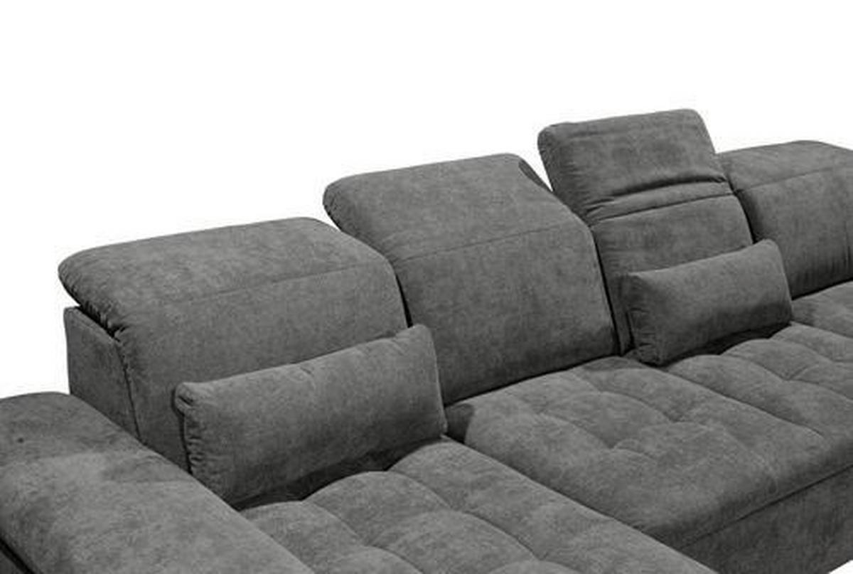 WOHNLANDSCHAFT Dunkelgrau Mikrovelours  - Dunkelgrau/Silberfarben, KONVENTIONELL, Kunststoff/Textil (188/340/240cm) - MID.YOU