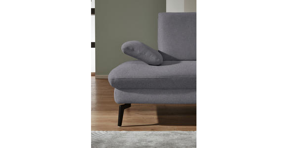 ECKSOFA in Chenille, Mikrofaser Grau  299/157 cm  - Schwarz/Grau, Design, Textil/Metall (299/157cm) - Dieter Knoll