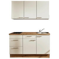 MINIKÜCHE 150 cm   in Magnolie  - Edelstahlfarben/Eichefarben, Design, Holzwerkstoff/Metall (150cm) - Pino