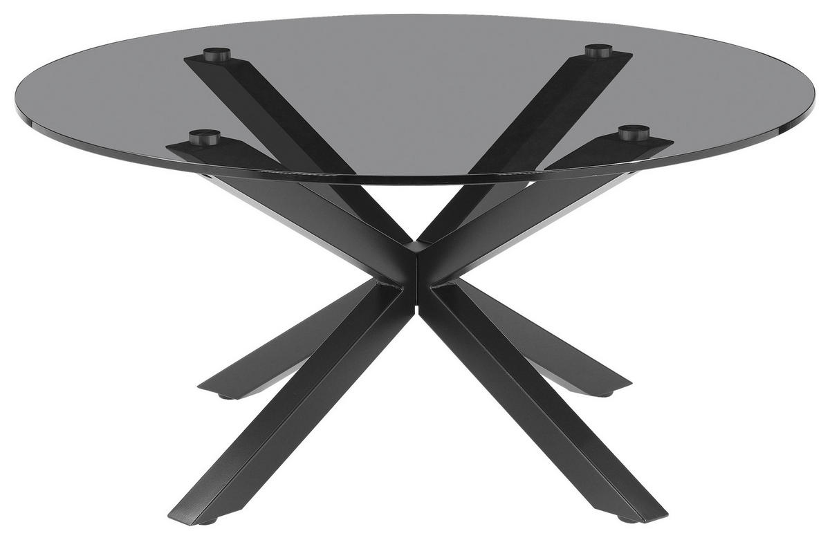 COUCHTISCH Rauchglas 82/82/40 cm rund Grau, Schwarz  - Schwarz/Grau, Design, Glas/Metall (82/82/40cm) - Xora
