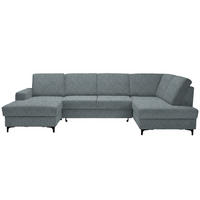WOHNLANDSCHAFT Grau Webstoff  - Schwarz/Grau, KONVENTIONELL, Textil/Metall (167/317/185cm) - Stylife