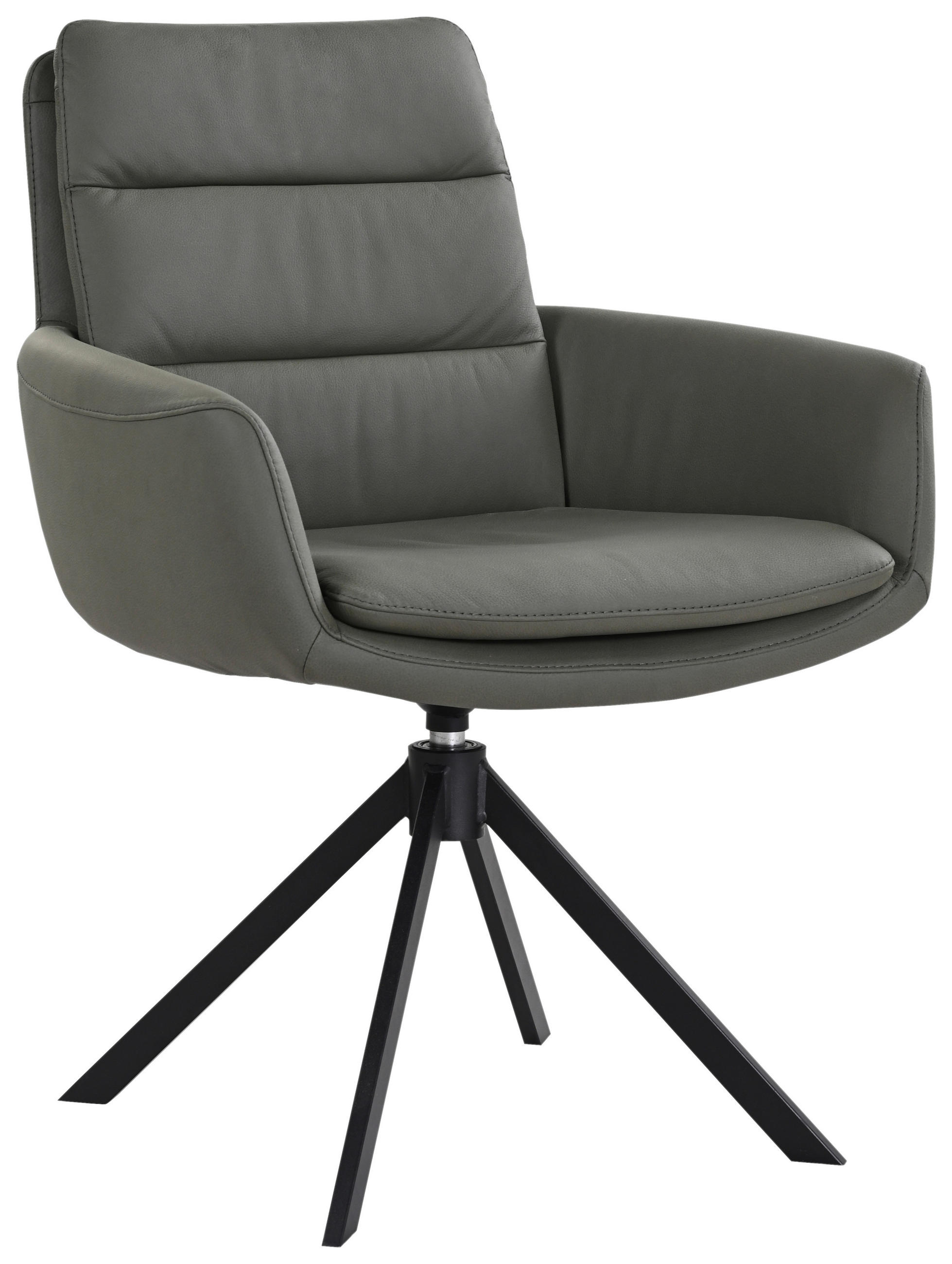 ARMLEHNSTUHL  in Stahl Echtleder pigmentiert  - Schwarz/Grün, Design, Leder/Metall (62,5/89/66,5cm) - Dieter Knoll